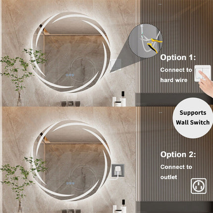 Round LED Anti-Fog Backlit Bathroom Mirror(60x60cm).