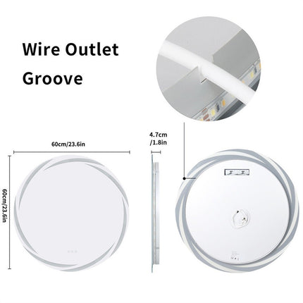 Round LED Anti-Fog Backlit Bathroom Mirror(60x60cm).