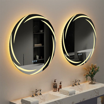 Round LED Anti-Fog Backlit Bathroom Mirror(80x80cm).