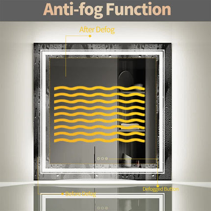 80x80cm Large Square Wall Mount Smart Led Bathroom Mirror Anti Fog Backlit Vanity Mirror.