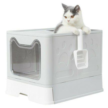 Self-Cleaning Hooded Cat Litter Box Enclosed Large Kitty Toilet Box Tray Refills.