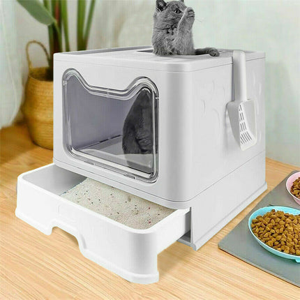 Self-Cleaning Hooded Cat Litter Box Enclosed Large Kitty Toilet Box Tray Refills.