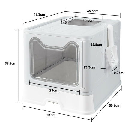 Self-Cleaning Hooded Cat Litter Box Enclosed Large Kitty Toilet Box Tray Refills.