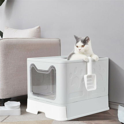 Self-Cleaning Hooded Cat Litter Box Enclosed Large Kitty Toilet Box Tray Refills.