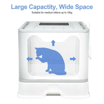 Self-Cleaning Hooded Cat Litter Box Enclosed Large Kitty Toilet Box Tray Refills.