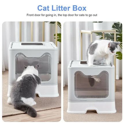Self-Cleaning Hooded Cat Litter Box Enclosed Large Kitty Toilet Box Tray Refills.