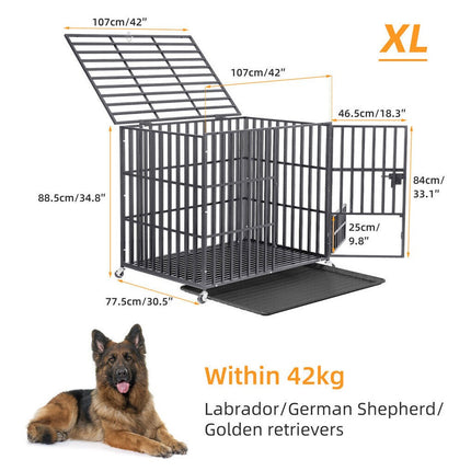 Heavy Duty Dog Cage with Lock & Bottom Tray.
