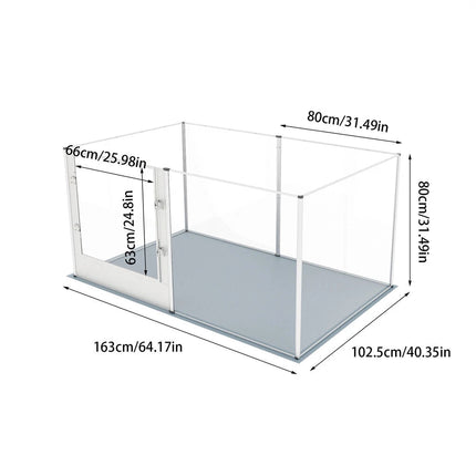 Silver Transparent Acrylic 6 Panel Dog Playpen Indoor Fence Whelping Box with Lock Door.