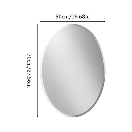 Beveled Edge Oval Wall Mirror, Frameless Decorative Glass Mirror for Bathroom, Living Room, Entryway, Hallway - 50x70cm.