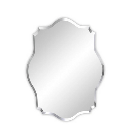 P&P Silver Irregular Wall Mirror 50x70cm Frameless Beveled Glass for Contemporary Decor.