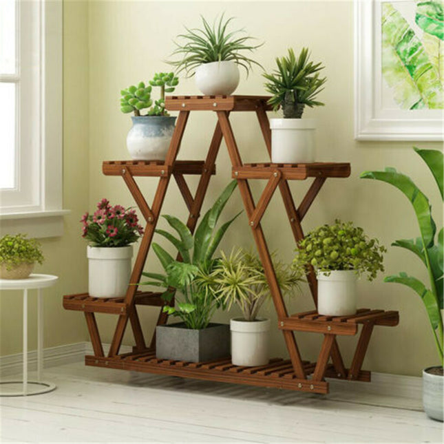 Upgraded Thick Wood Indoor Plant Stand with Flower Planter Shelves.