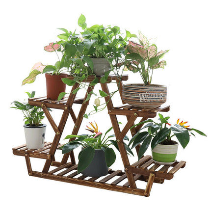 Upgraded Thick Wood Indoor Plant Stand with Flower Planter Shelves.