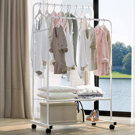 Heavy Duty Double Rail Garment Rack Rolling Clothes Rack 2Tier Storage Shelf.