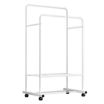 Heavy Duty Double Clothes Rail Rack Garment Hanging Display Stand 4 Wheel Armoir.