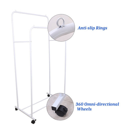 Heavy Duty Double Clothes Rail Rack Garment Hanging Display Stand 4 Wheel Armoir.