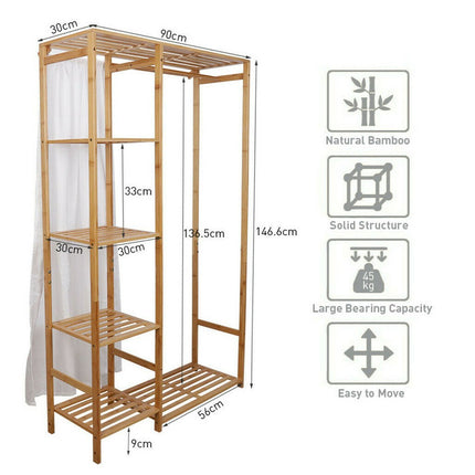 Open Wardrobe Clothes Rail Rack Hanging Garment Heavy Duty Organizer Coat Shelf.