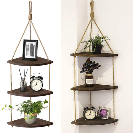 Bohemian Hanging Shelf Organizer 3 Tier Storage Rack.