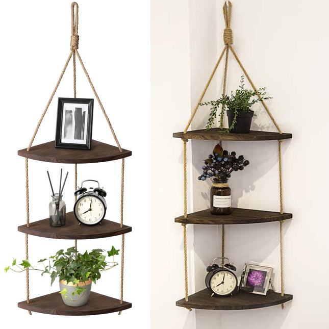 Bohemian Hanging Shelf Organizer 3 Tier Storage Rack.