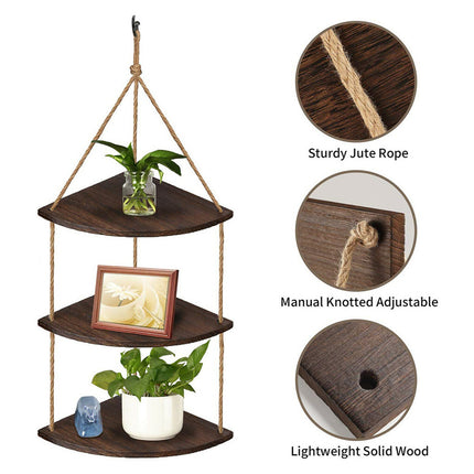 Bohemian Hanging Shelf Organizer 3 Tier Storage Rack.