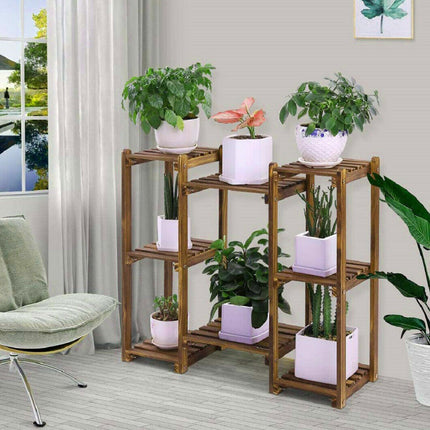 Detachable Diy Wood Plant Stand Pots Organizer Rack Multifunctional Shelf Decor.