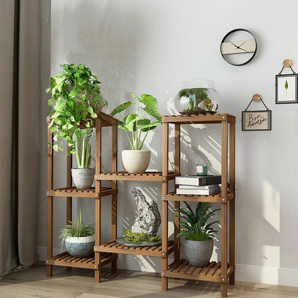Detachable Diy Wood Plant Stand Pots Organizer Rack Multifunctional Shelf Decor.