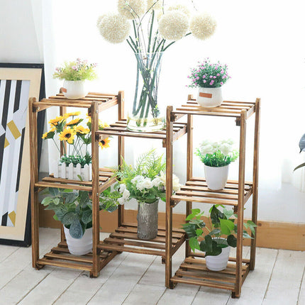 Detachable Diy Wood Plant Stand Pots Organizer Rack Multifunctional Shelf Decor.