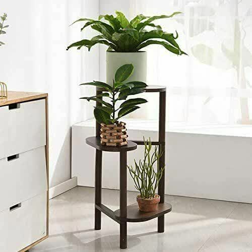 3 Tier bamboo plant stand for garden and living room-Brown.
