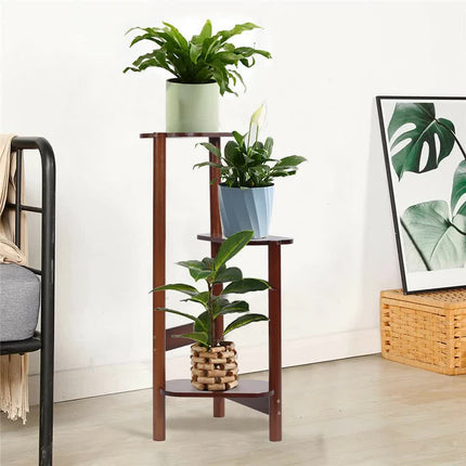 3 Tier bamboo plant stand for garden and living room-Brown.