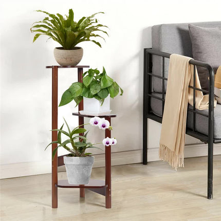 3 Tier bamboo plant stand for garden and living room-Brown.