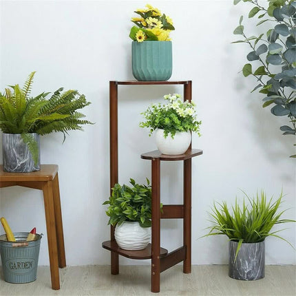 3 Tier bamboo plant stand for garden and living room-Brown.