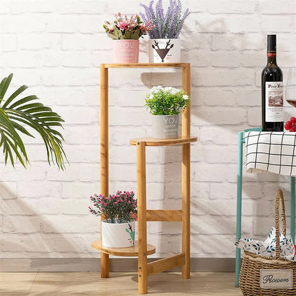3-Tier Brown Bamboo Plant Stand Bonsai Holder.