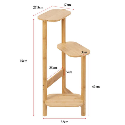 3-Tier Brown Bamboo Plant Stand Bonsai Holder.