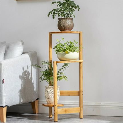 3-Tier Brown Bamboo Plant Stand Bonsai Holder.