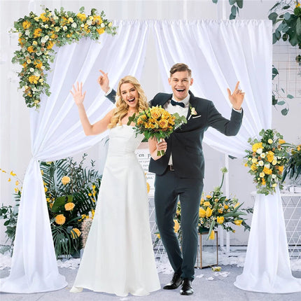 Large 3×3 m White Wedding Backdrop Curtains for Baby Shower and Birthday Decor.
