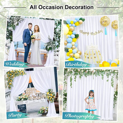 Large 3×3 m White Wedding Backdrop Curtains for Baby Shower and Birthday Decor.
