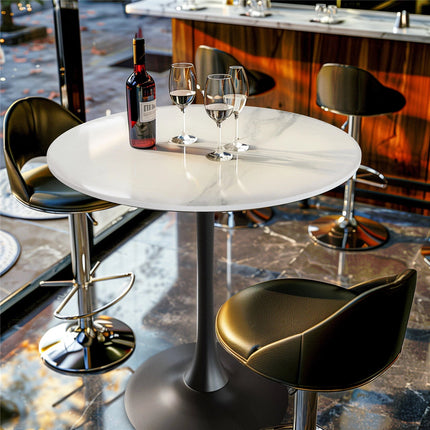 Round Stone Dining Table Anti-Scratch Easy Clean Table for Small Condo.