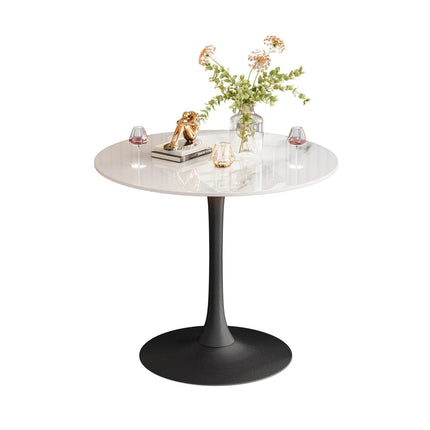 Round Stone Dining Table Anti-Scratch Easy Clean Table for Small Condo.