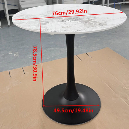 Round Stone Dining Table Anti-Scratch Easy Clean Table for Small Condo.