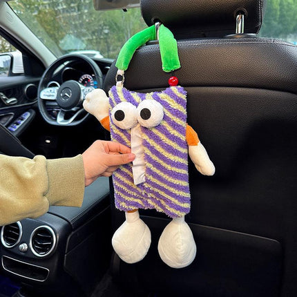 Purple Striped Tissue Holder for Car - Fun Design.