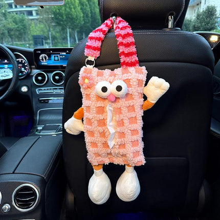 Pink Striped Tissue Holder for Car - Fun Design.