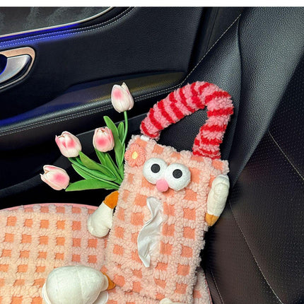 Pink Striped Tissue Holder for Car - Fun Design.