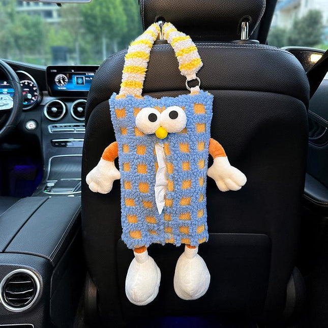 Blue Striped Tissue Holder for Car - Fun Design.