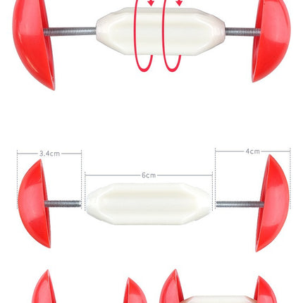 Adjustable Plastic Shoe Stretcher, Red and White, Universal Size.