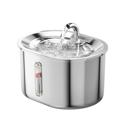 Intelligent Sensing Stainless Steel Pet Water Fountain with Smart Sensor and USB Plug.