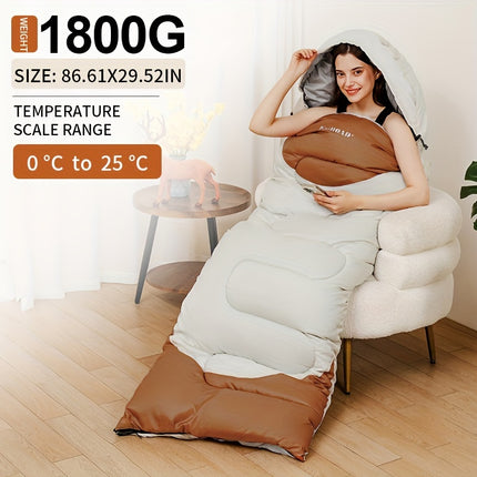 KAIROAD Extra Wide Mummy Sleeping Bag + FREE Accessories (Eye Mask, Earplugs, U-shaped Pillow) - 3 Season, Warm & Cold Weather, Waterproof.