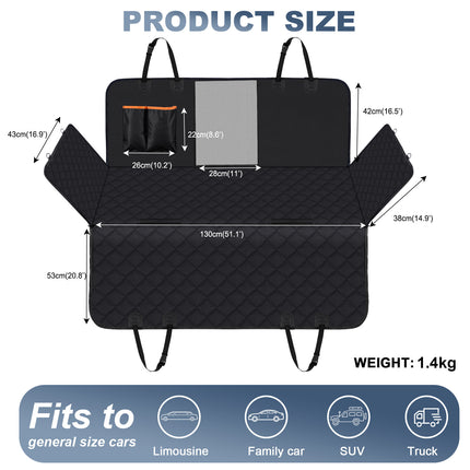 Dog Car Seat Cover, Waterproof Pet Seat Cover for Back Seat with Side Flaps, Non-Slip Durable Scratchproof Dog Hammock for Cars, Trucks and SUVs.