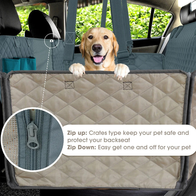 Heavy Duty Dog Car Seat Cover with Side Flaps, Waterproof Pet Back Seat Cover,  Non-Slip  Scratchproof Dog Hammock for Cars, Trucks and SUVs.