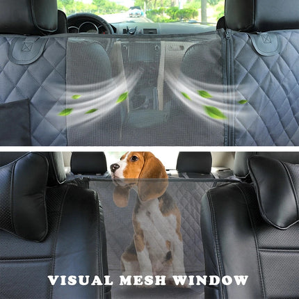 Dog Car Seat Cover with Mesh Window, Waterproof Pet Seat Cover for Back Seat, Non-Slip Durable Scratchproof Dog Hammock for Cars, Trucks and SUVs.