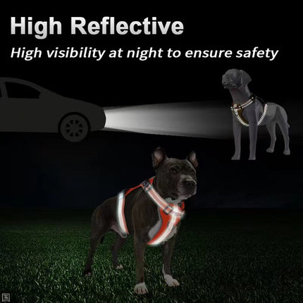 Reflective Dog Harness with Leash, No-Pull Vest Harness for Dogs, Adjustable Dog Vest with Handle, Walking Training Pet Harness L size.
