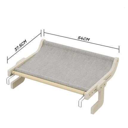 Wall-Mounted Cat Hammock Bed- Wooden Frame, Comfortable and Space-Saving Design for Pets.